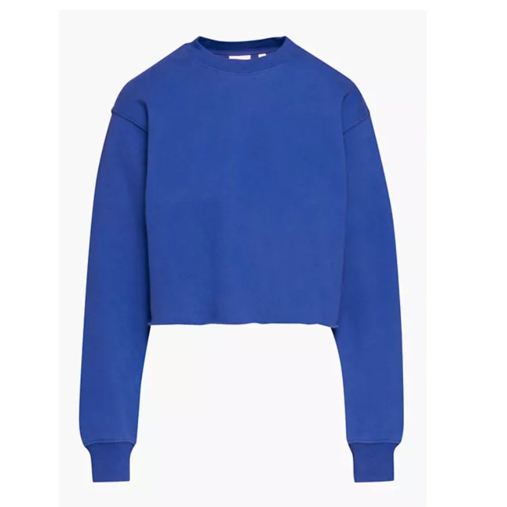 Aritzia COZY FLEECE PERFECT CROPPED SWEATSHIRT XS Cobalt Blue